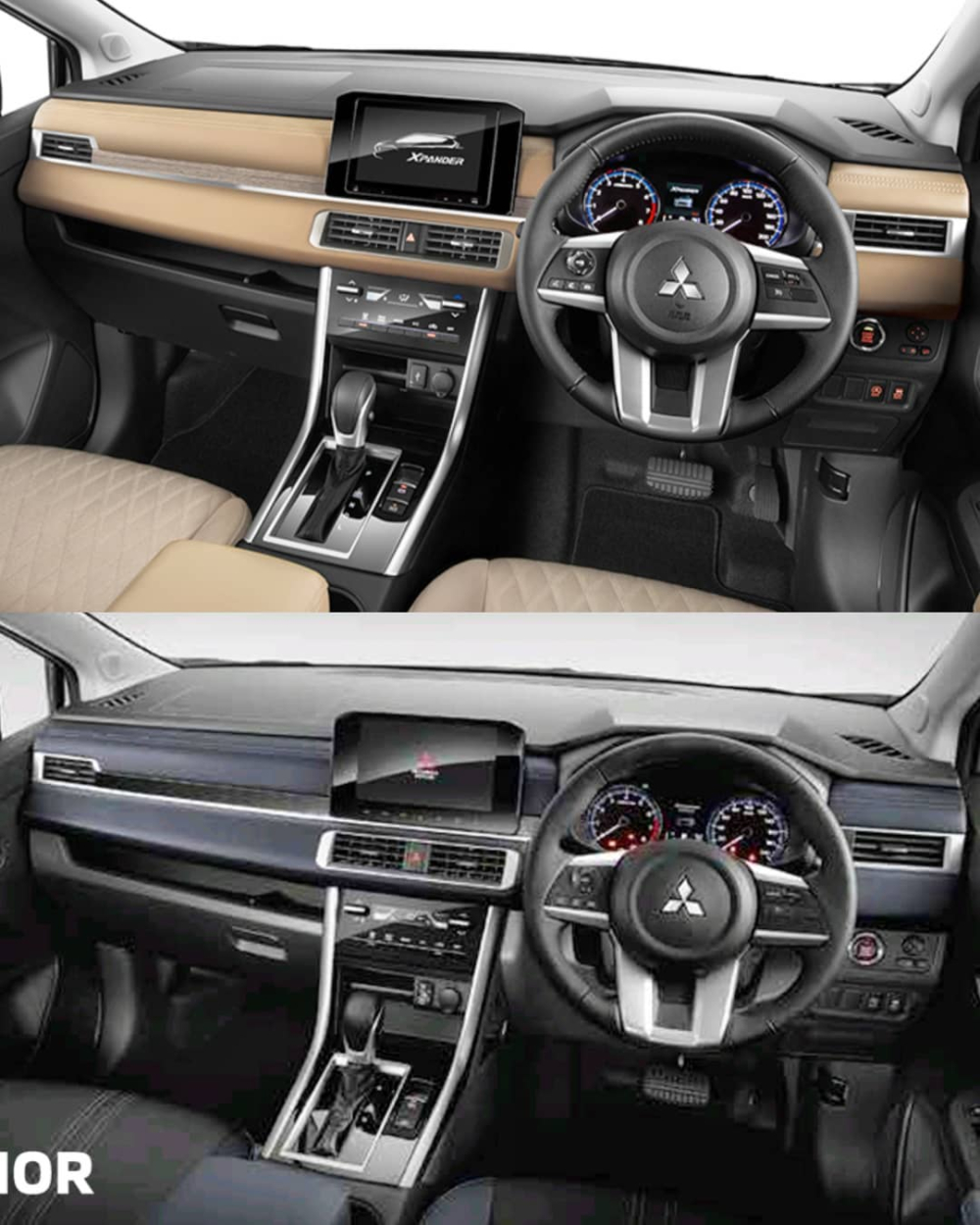 Nội thất của Mitsubishi Xpander Cross 2022 và Xpander 2022 khác nhau và màu sắc