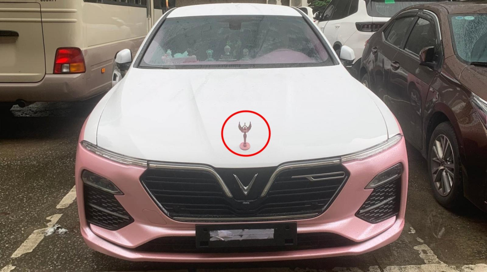 Đầu xe ngoài logo của VinFast còn có biểu tượng người phụ nữ chắp tay cùng đôi cánh Đầu xe ngoài logo của VinFast còn có biểu tượng người phụ nữ chắp tay cùng đôi cánh