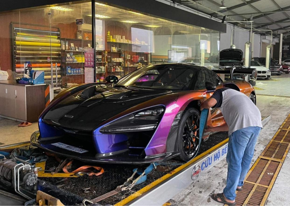 Xuất hiện hình ảnh McLaren Senna của Hoàng Kim Khánh sang Campuchia để bảo dưỡng, màu sơn vẫn là tuyệt phẩm