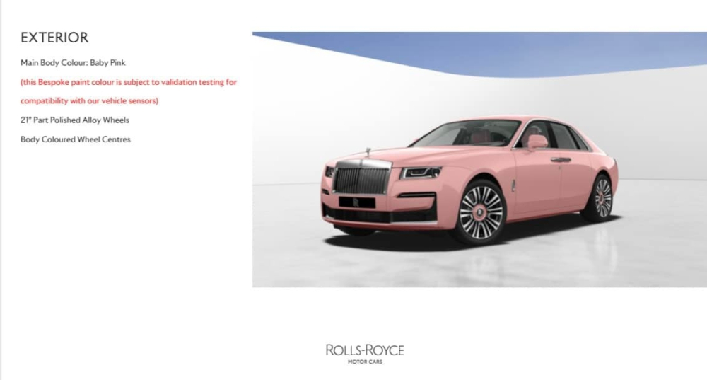 Hình ảnh hiếm hoi về chiếc xe sieu sang Rolls-Royce Ghost thế hệ mới mang màu hồng của vợ chồng đại gia quận 7 đặt mua