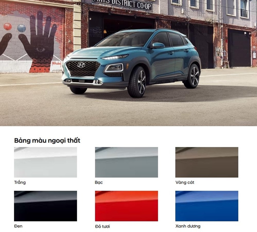 Màu sắc tùy chọn của Hyundai Kona
