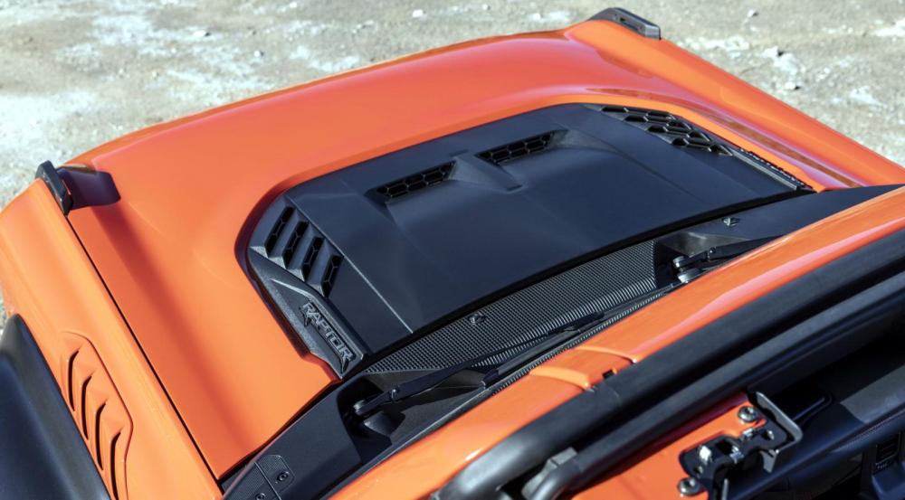 Logo Raptor trên nắp ca-pô của Ford Bronco Raptor 2022 Logo Raptor trên nắp ca-pô của Ford Bronco Raptor 2022