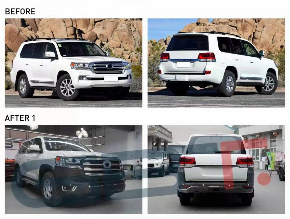 Toyota Land Cruiser cũ (ảnh tr&ecirc;n) v&agrave; sau khi được lắp body kit để biến th&agrave;nh đời 2022