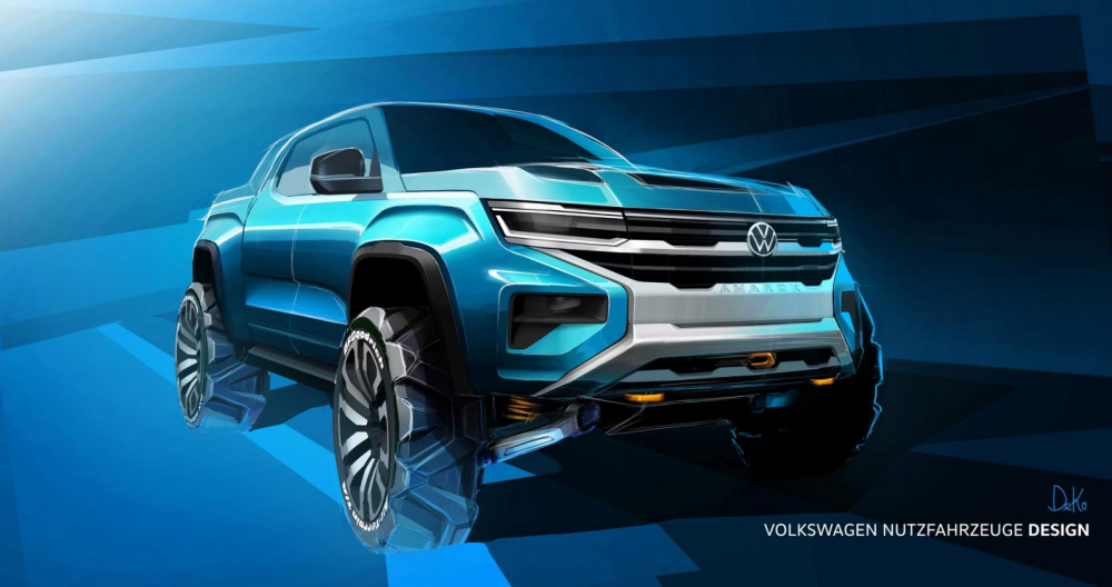 Hình ảnh phác họa thiết kế đầu xe của Volkswagen Amarok 2023 Hình ảnh phác họa thiết kế đầu xe của Volkswagen Amarok 2023