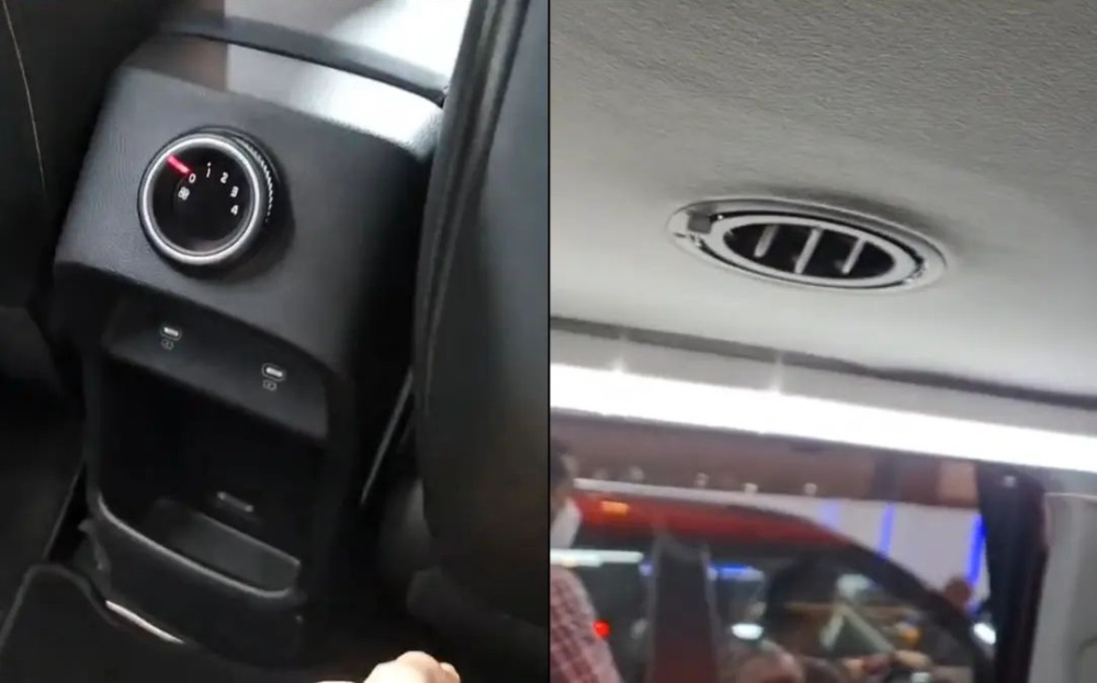 Cổng USB, cửa gió điều hòa trên trần của Kia Carens 2022