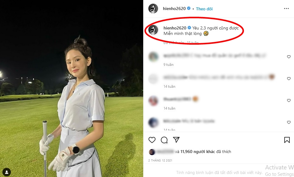 Hiền Hồ dạo n&agrave;y rất hay chăm chỉ chia sẻ ảnh chơi golf v&agrave; từng c&oacute; tuy&ecirc;n bố sốc về t&igrave;nh y&ecirc;u