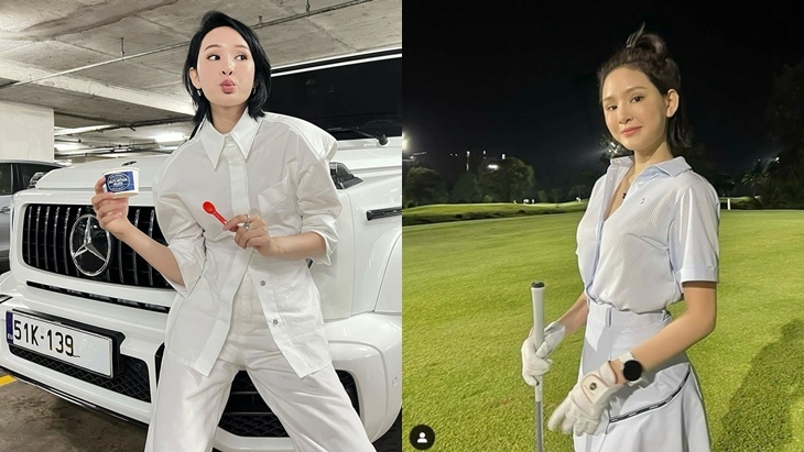 Ngoài ô tô đắt đỏ và túi hiệu, Hiền Hồ rất thích check-in ở sân Golf