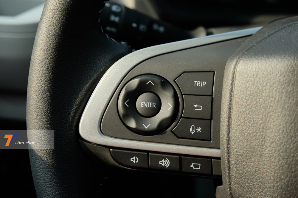 Cụm điều khiển b&ecirc;n tr&aacute;i c&oacute; c&aacute;c ph&iacute;m tăng/giảm &acirc;m lượng v&agrave; tắt/bật camera 360 độ.