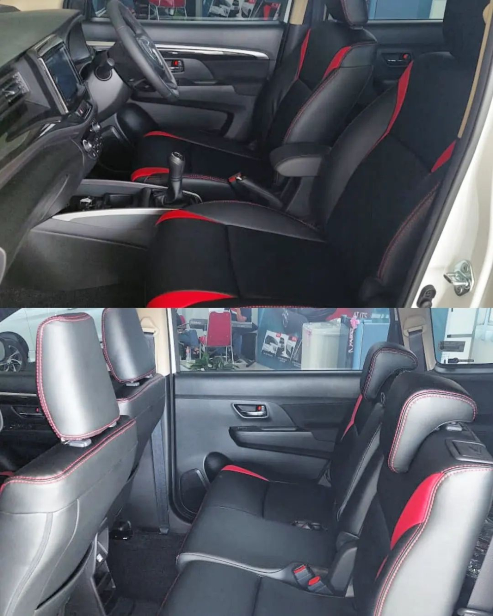 Ghế của Suzuki XL7 Alpha FF 2022 được bọc da m&agrave;u đen phối đỏ