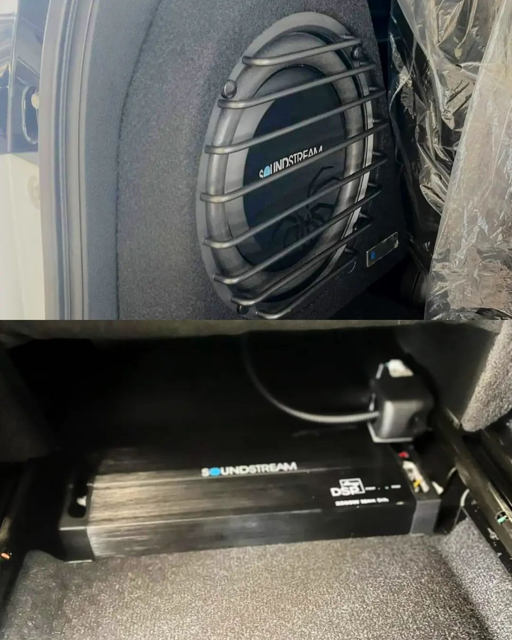 Suzuki XL7 Alpha FF 2022 c&oacute; bộ xử l&yacute; t&iacute;n hiệu DSP Soundstream 5 k&ecirc;nh v&agrave; loa trầm Soundstream 10 inch