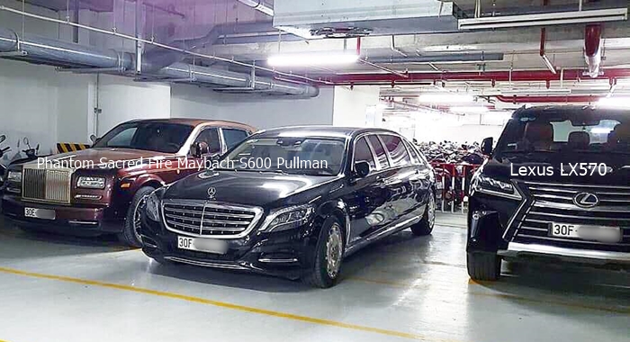 H&igrave;nh ảnh được chia sẻ c&aacute;ch đ&acirc;y 2 năm cho thấy d&agrave;n xe si&ecirc;u sang của đại gia Trịnh Văn Quyết mới bị Bộ C&ocirc;ng an bắt giữ rất khủng, từ tr&aacute;i sang l&agrave; Rolls-Royce Phantom Lửa thi&ecirc;ng, Mercedes-Maybach S600 Pullman v&agrave; Lexus LX570 đời cũ