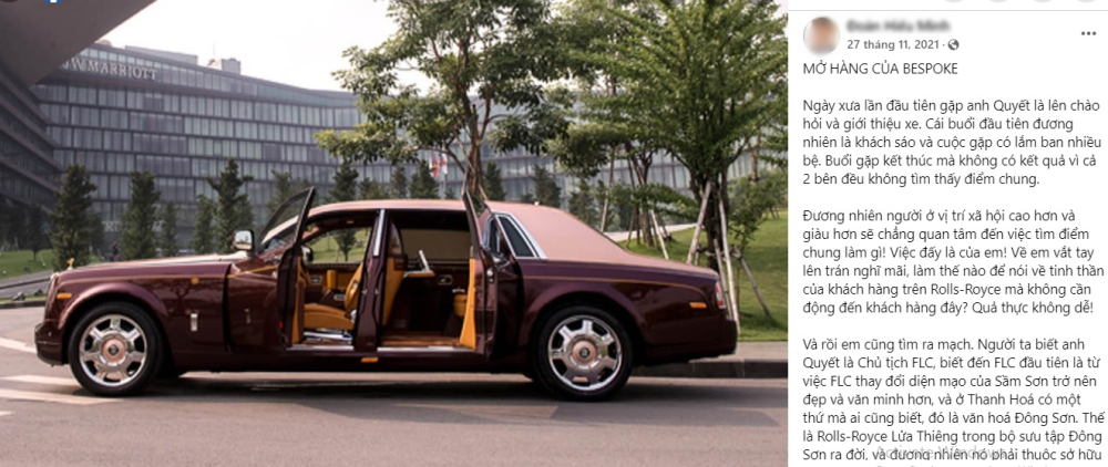 Cựu Chủ tịch Rolls-Royce Việt Nam chia sẻ về chiếc xe Phantom Lửa thi&ecirc;ng của &ocirc;ng Trịnh Văn Quyết