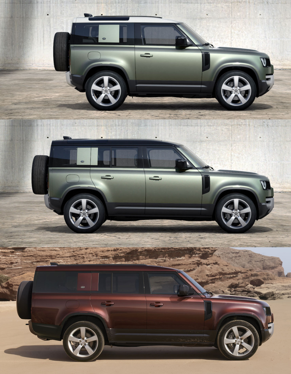 So s&aacute;nh k&iacute;ch thước của Land Rover Defender ở 3 phi&ecirc;n bản