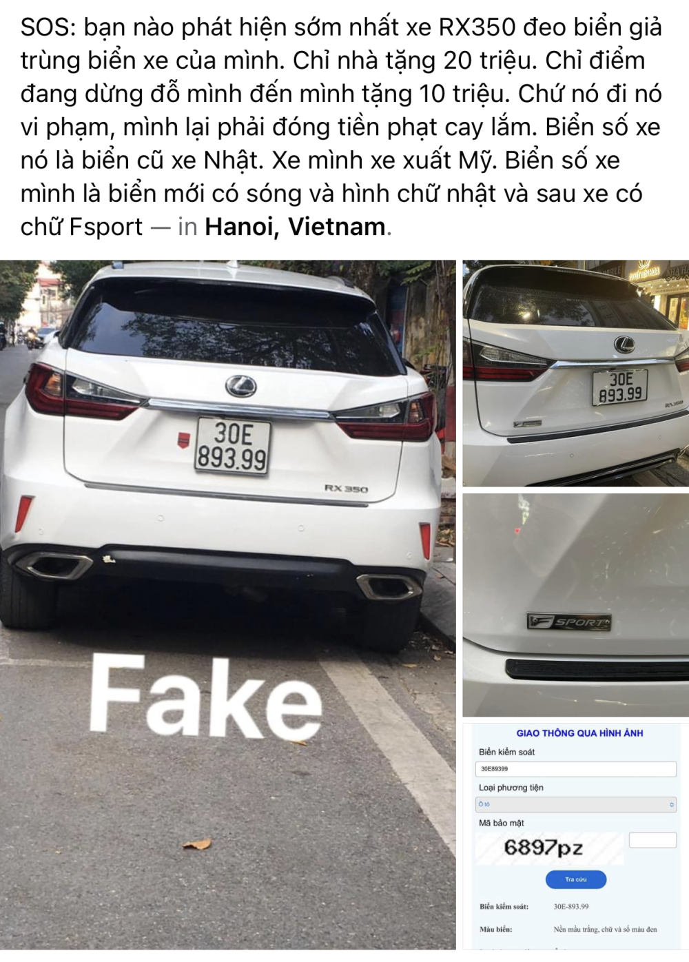 Chủ xe biển xịn l&ecirc;n tiếng truy t&igrave;m người l&aacute;i xe mang biển giống hệt biển xe m&igrave;nh.