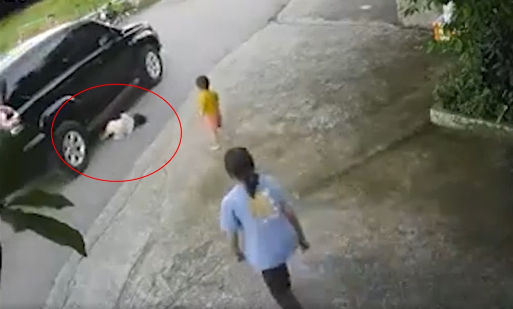 Bé gái chạy từ trong nhà ra ngoài đường mà không có sự bảo hộ của người lớn, bị ô tô lao tới và đâm phải (Hình ảnh cắt ra từ video). Bé gái chạy từ trong nhà ra ngoài đường mà không có sự bảo hộ của người lớn, bị ô tô lao tới và đâm phải (Hình ảnh cắt ra từ video).