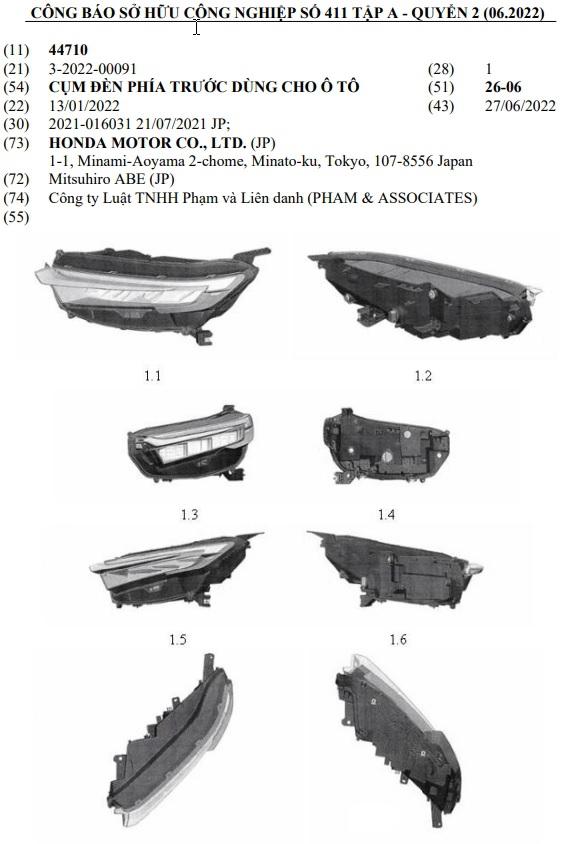 Cụm đèn trước của Honda CR-V 2023 đã được đăng ký bản quyền sở hữu công nghiệp tại Việt Nam. Cụm đèn trước của Honda CR-V 2023 đã được đăng ký bản quyền sở hữu công nghiệp tại Việt Nam.