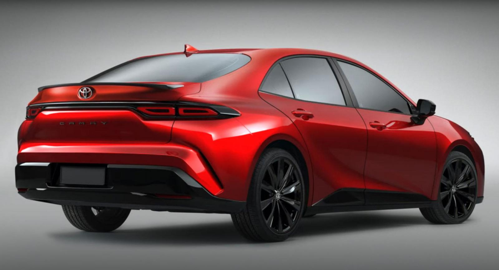 H&igrave;nh ảnh ph&aacute;c họa thiết kế ph&iacute;a sau của Toyota Camry mới