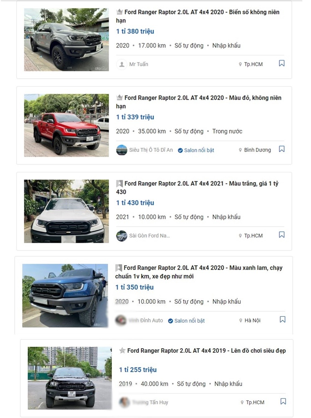 Giá xe Ford Ranger Raptor cũ còn cao hơn cả giá xe mới trong đại lý. Giá xe Ford Ranger Raptor cũ còn cao hơn cả giá xe mới trong đại lý.