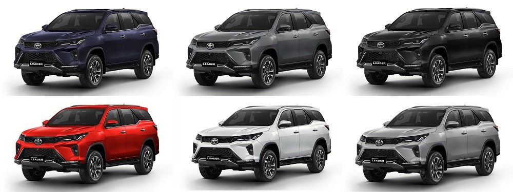 Màu sơn của Toyota Fortuner Leader 2023 Màu sơn của Toyota Fortuner Leader 2023