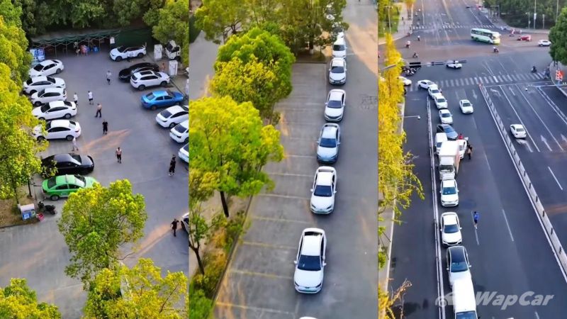 Những chiếc ô tô xếp hàng dài trên vài con phố gần trạm sạc pin