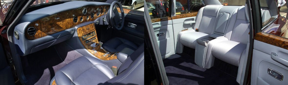 Hàng ghế trước vào sau của chiếc Bentley State Limousine Hàng ghế trước vào sau của chiếc Bentley State Limousine