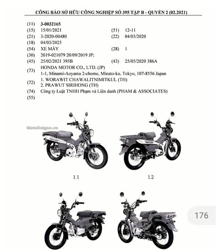 Honda CT125 đã được đăng ký bảo hộ kiểu dáng công nghiệp tại Việt Nam 