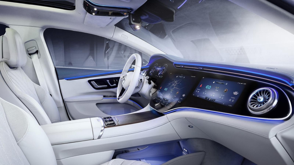 Màn hình bao phủ toàn bộ mặt táp-lô của ô tô điện hạng sang Mercedes-Benz EQS Màn hình bao phủ toàn bộ mặt táp-lô của ô tô điện hạng sang Mercedes-Benz EQS