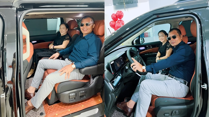 Bố mẹ của Hòa Minzy trong khoang lái xe Kia Carnival 2022 Bố mẹ của Hòa Minzy trong khoang lái xe Kia Carnival 2022