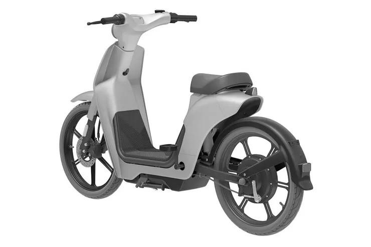 Mô-tơ của xe máy điện Honda Super Cub nằm trên bánh sau Mô-tơ của xe máy điện Honda Super Cub nằm trên bánh sau