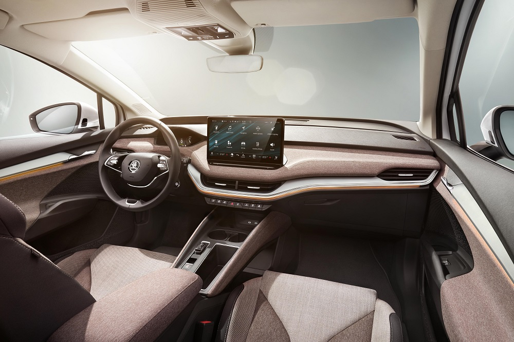 Nội thất bọc nỉ, tạo cảm giác ấm cúng cho người ngồi bên trong Skoda Enyaq iV Nội thất bọc nỉ, tạo cảm giác ấm cúng cho người ngồi bên trong Skoda Enyaq iV