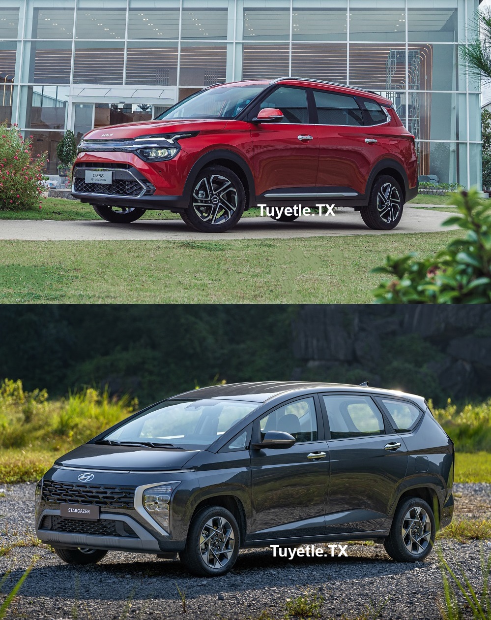 Trang bị ngoại thất của Kia Carens v&agrave; Hyundai Stargazer kh&ocirc;ng qu&aacute; ch&ecirc;nh lệch