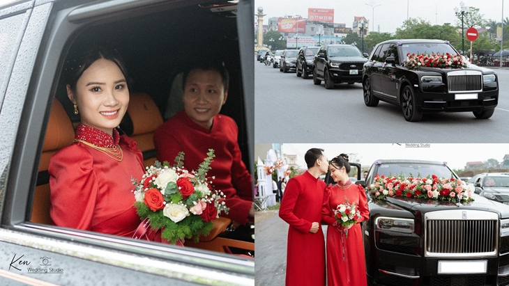 Vi&ecirc;n kim cương Rolls-Royce Cullinan l&agrave;m xe hoa trong đ&aacute;m cưới ở Hưng Y&ecirc;n