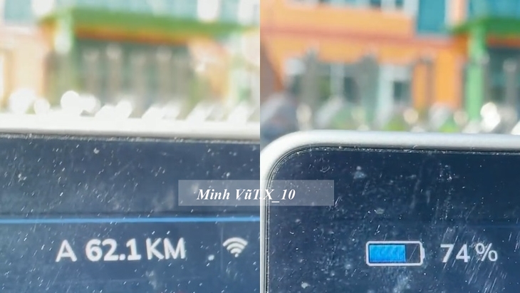 Xe đến Tây Ninh đi được 62 km và pin còn 74% Xe đến Tây Ninh đi được 62 km và pin còn 74%