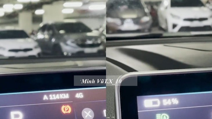 Khi đến hầm gửi xe, xe còn 54% pin và quãng đường đi được là 114 km Khi đến hầm gửi xe, xe còn 54% pin và quãng đường đi được là 114 km