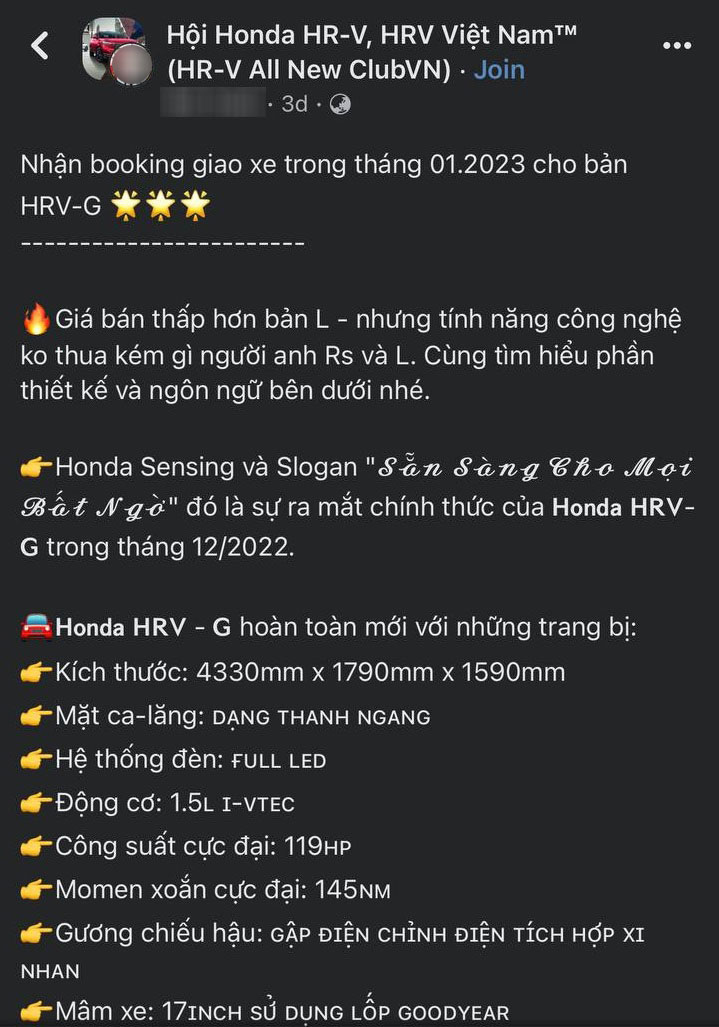 Đại lý nhận cọc cho Honda HR-V bản G giá rẻ mới, hé lộ cả trang bị của xe