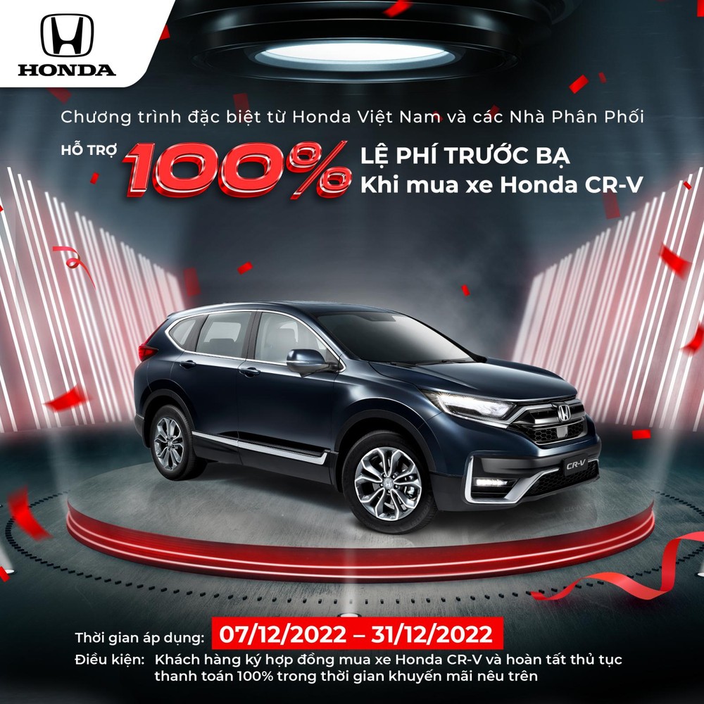 Honda Việt Nam vừa công bố chương trình ưu đãi 100% lệ phí trước bạ cho CR-V Honda Việt Nam vừa công bố chương trình ưu đãi 100% lệ phí trước bạ cho CR-V