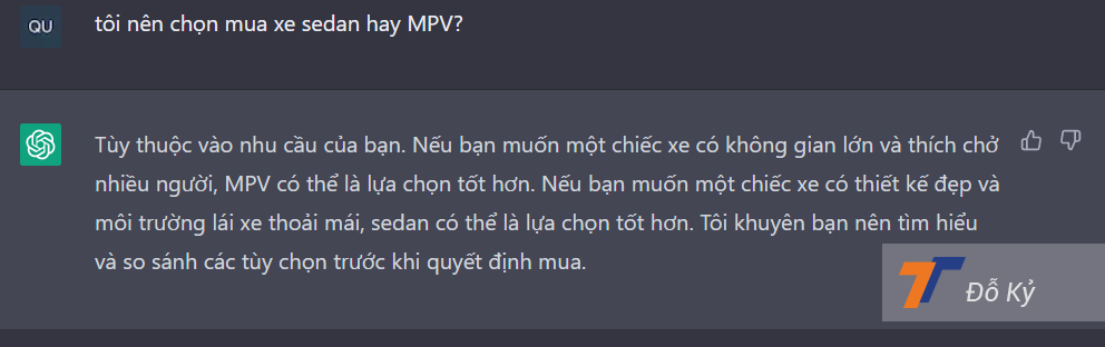 Thử nhờ ChatGPT tư vấn mua xe ô tô Thử nhờ ChatGPT tư vấn mua xe ô tô