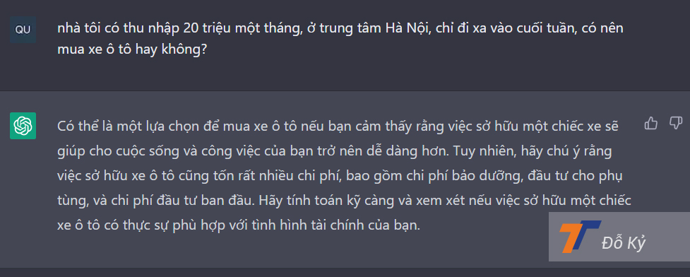 Thử nhờ ChatGPT tư vấn mua xe ô tô Thử nhờ ChatGPT tư vấn mua xe ô tô