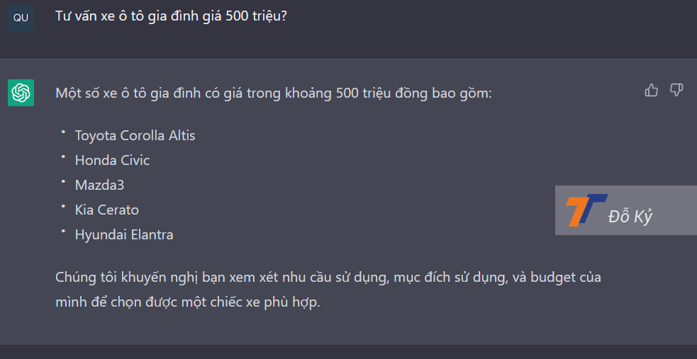 Thử nhờ ChatGPT tư vấn mua xe ô tô Thử nhờ ChatGPT tư vấn mua xe ô tô