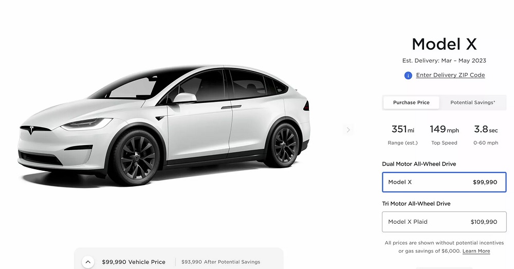 Tesla Model X bản tiêu chuẩn có giá chỉ còn 99.990 USD