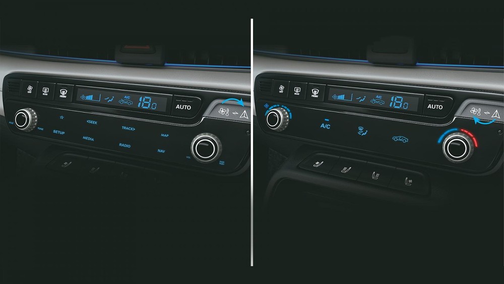 Bề mặt cảm ứng để chỉnh điều hòa hoặc hệ thống thông tin giải trí của Hyundai Accent 2023