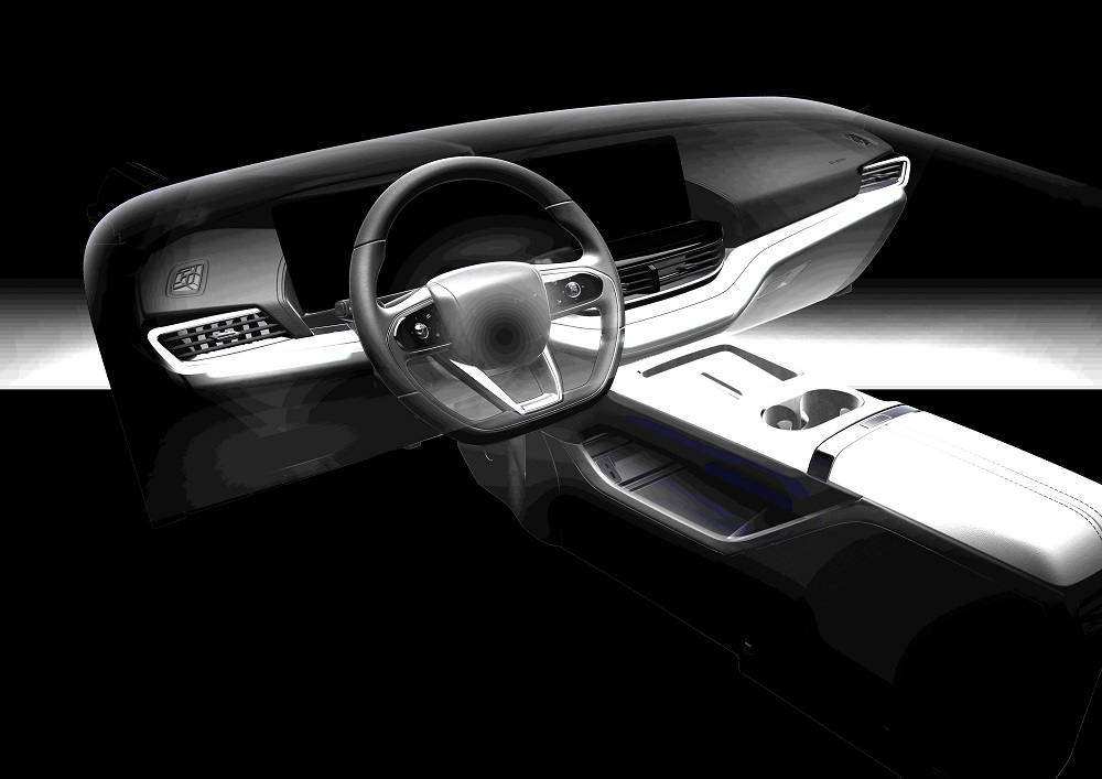 Cụm điều khiển trung t&acirc;m của Chery eQ7 c&oacute; thiết kế 2 tầng