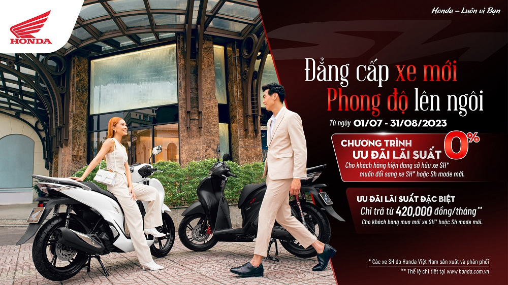 Hưởng mức lãi suất trả góp 0% khi đổi Honda SH cũ lấy xe mới Hưởng mức lãi suất trả góp 0% khi đổi Honda SH cũ lấy xe mới