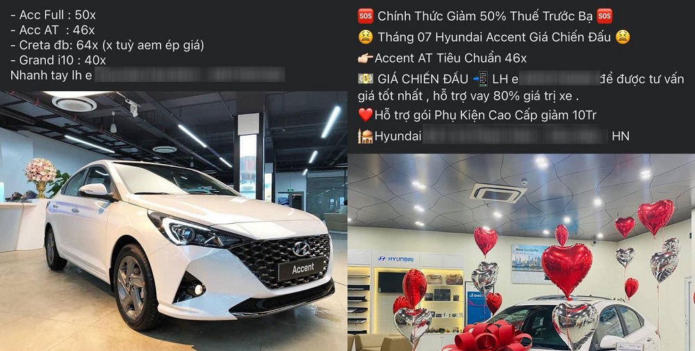 Không chỉ hưởng hỗ trợ 50% lệ phí trước bạ, Hyundai Accent còn được ưu đãi giá hơn 30 triệu đồng tại đại lý