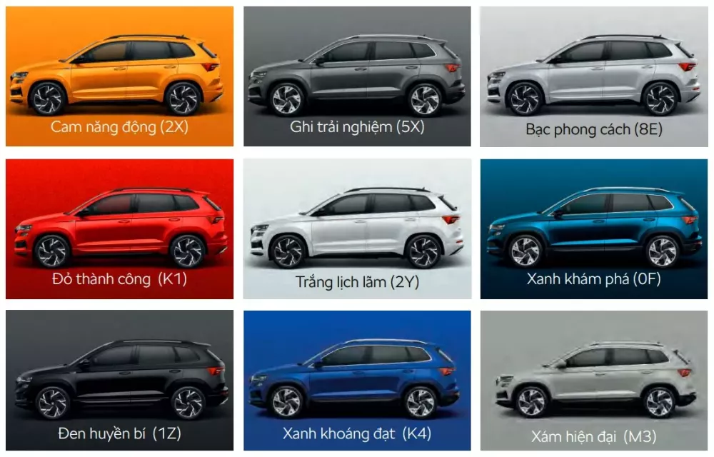 9 m&agrave;u sắc của Skoda Karoq 2023