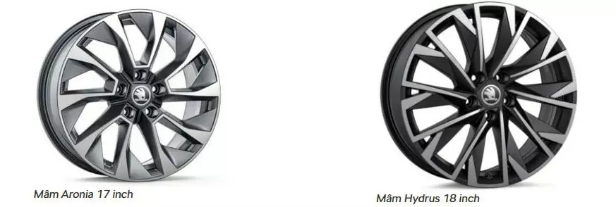 Mâm 17 inch và 18 inch nằm trong bộ phụ kiện chính hãng tặng kèm với Skoda Karoq.