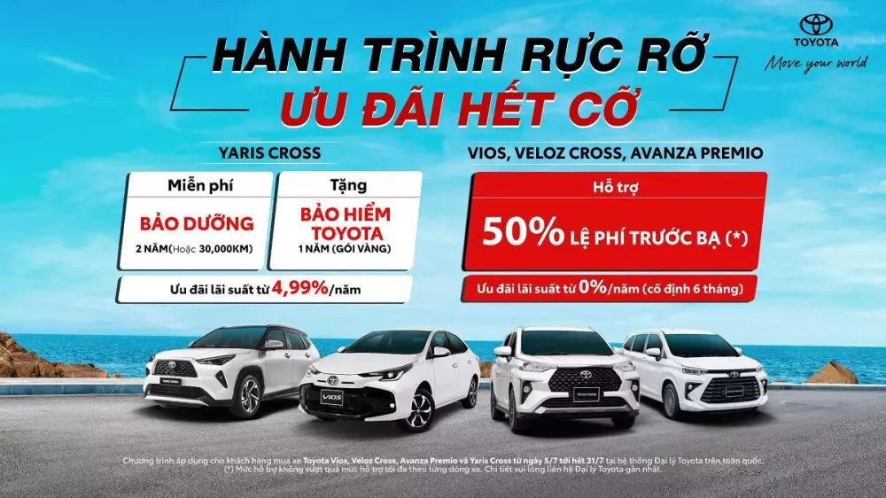 Ngập tràn ưu đãi khi mua Vios, Veloz Cross, Avanza Premio và Yaris Cross trong tháng 7