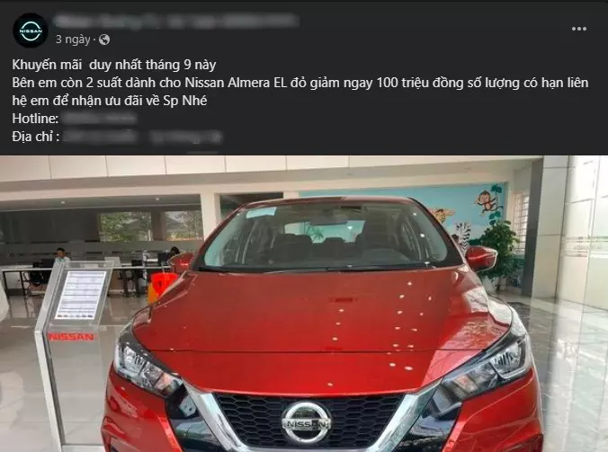 Đại lý này giảm 100 triệu đồng cho Nissan Almera EL