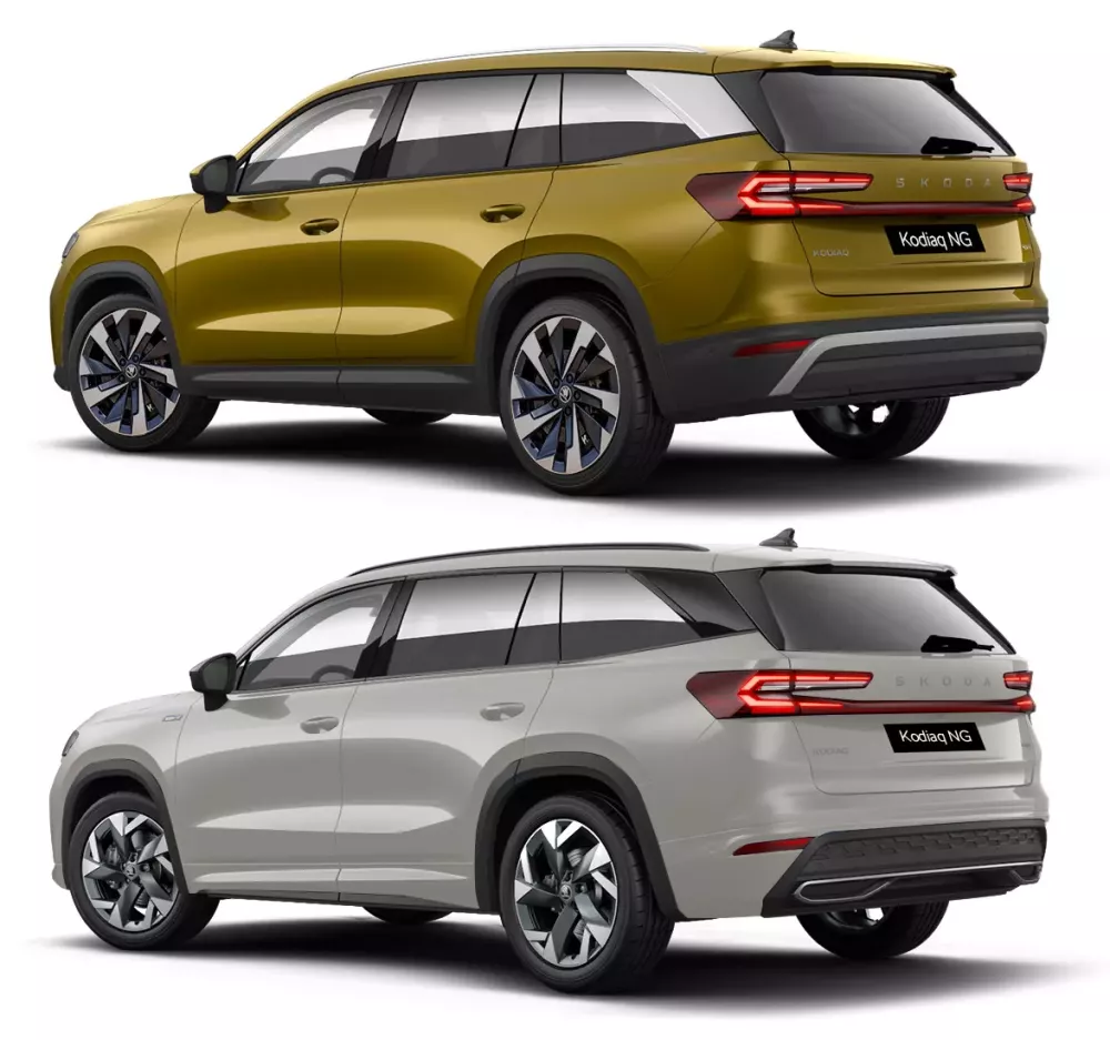Thiết kế ph&iacute;a sau của Skoda Kodiaq 2025 bản Premium 4x4 2.0 TSI (tr&ecirc;n) v&agrave; Sportline 4x4 2.0 TSI (dưới)