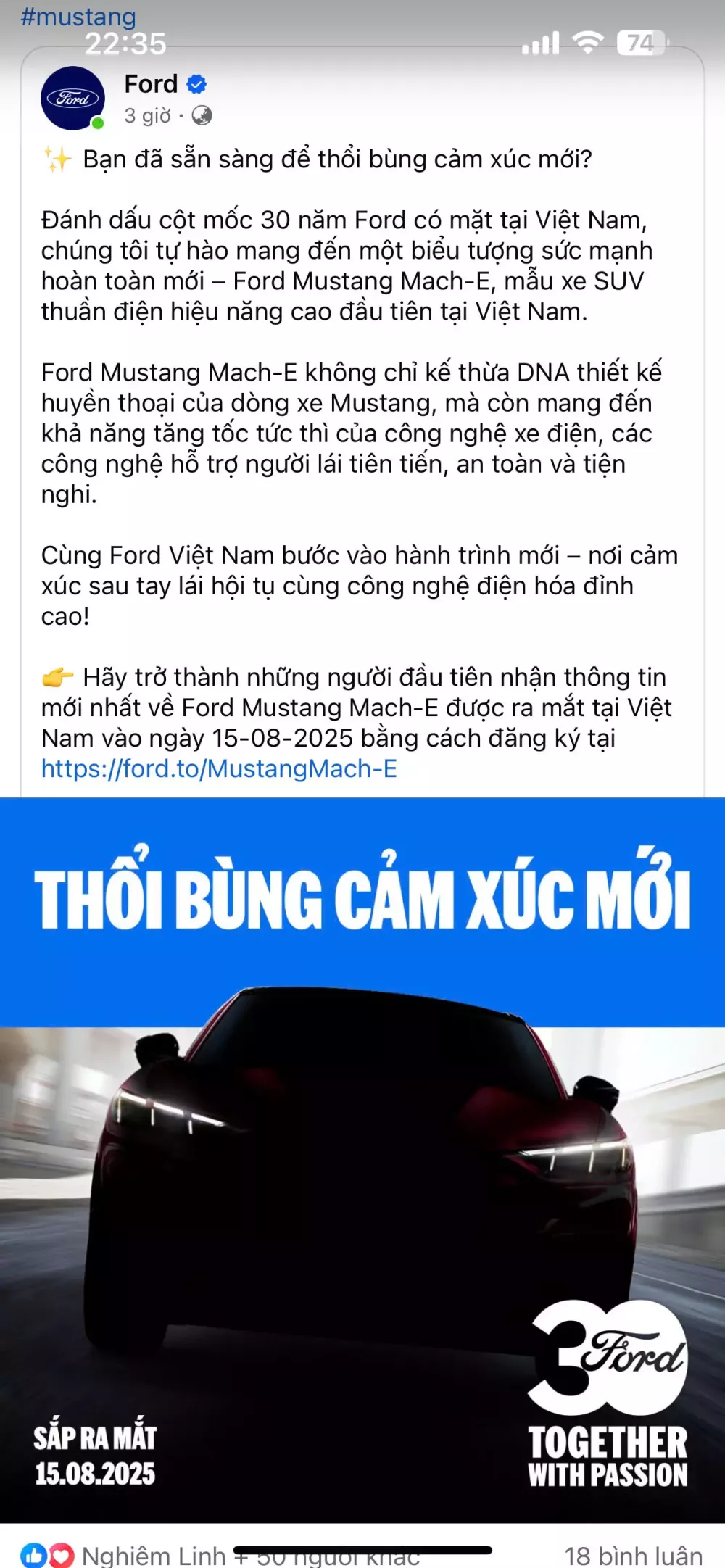 Ford xác nhận sẽ ra mắt xe thuần điện Mustang Mach-E tại Việt Nam ngày 15/8- Ảnh 1.
